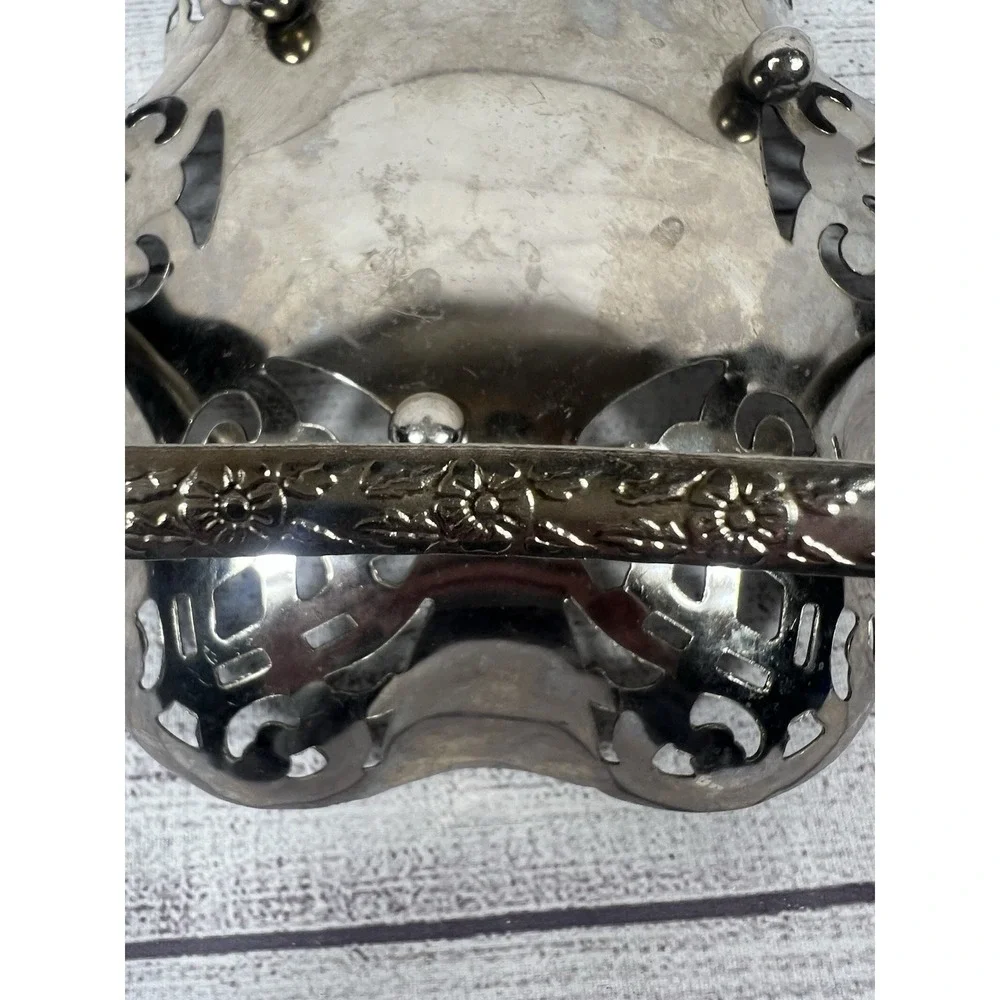 Leonard Silver Plated‎ Pierced Perforated Candy Nut Dish Tray w/ Handle